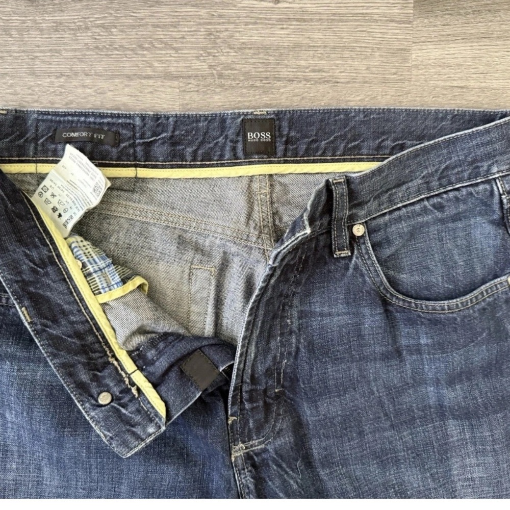 Hugo Boss Jeans Mens 34x30 Jacksons Straight Leg Selvedge Dark blueWash